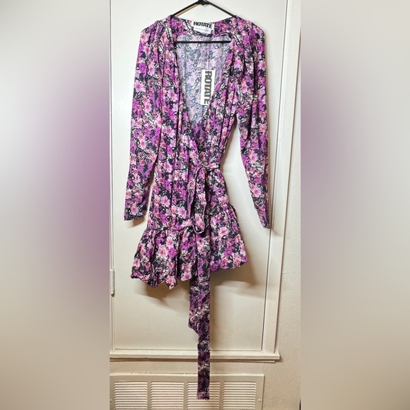 NWT Rotate Birger Christensen Nancy Purple Black Cherry Flower Floral Dress 10 - Picture 4 of 16